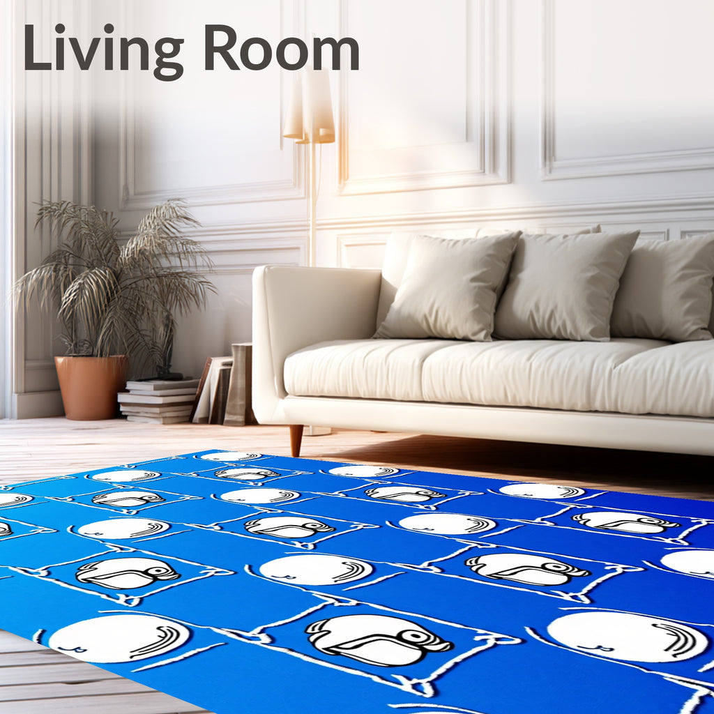 Blue Helmets and Bubbles Grid Rug