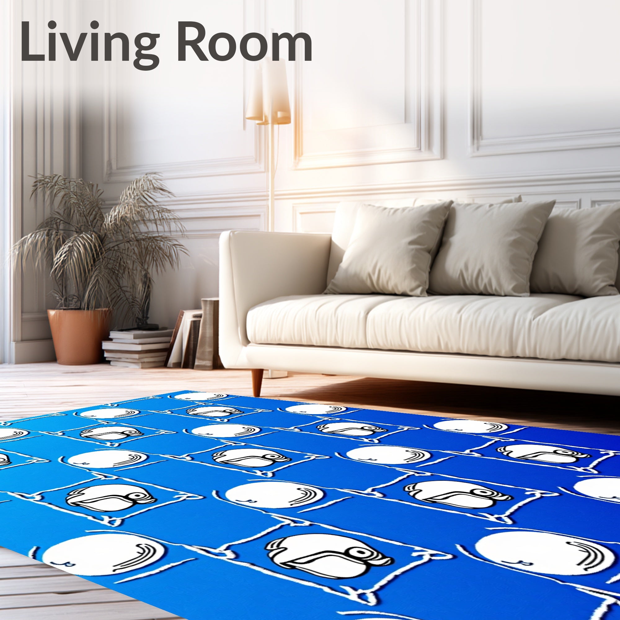 Blue Helmets and Bubbles Grid Rug