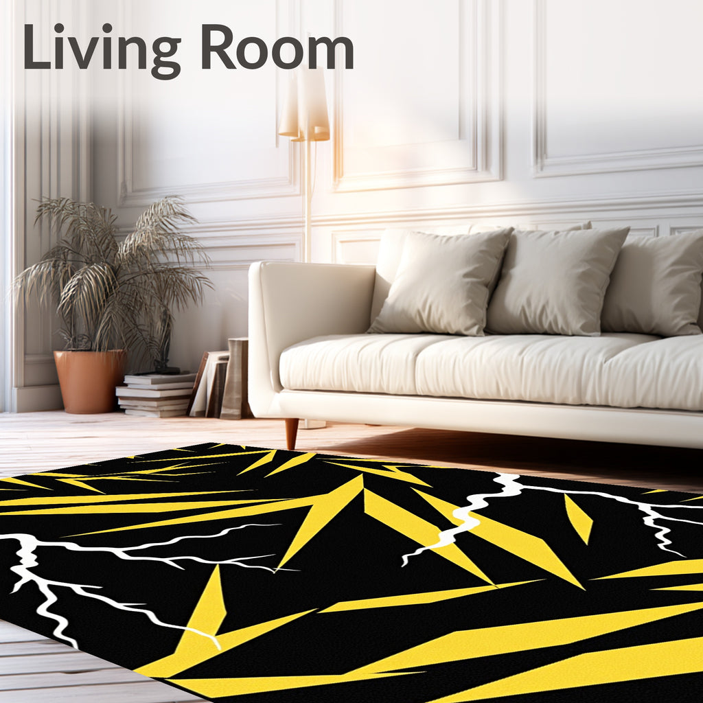 Sharp Yellow Lightning Strike Rug