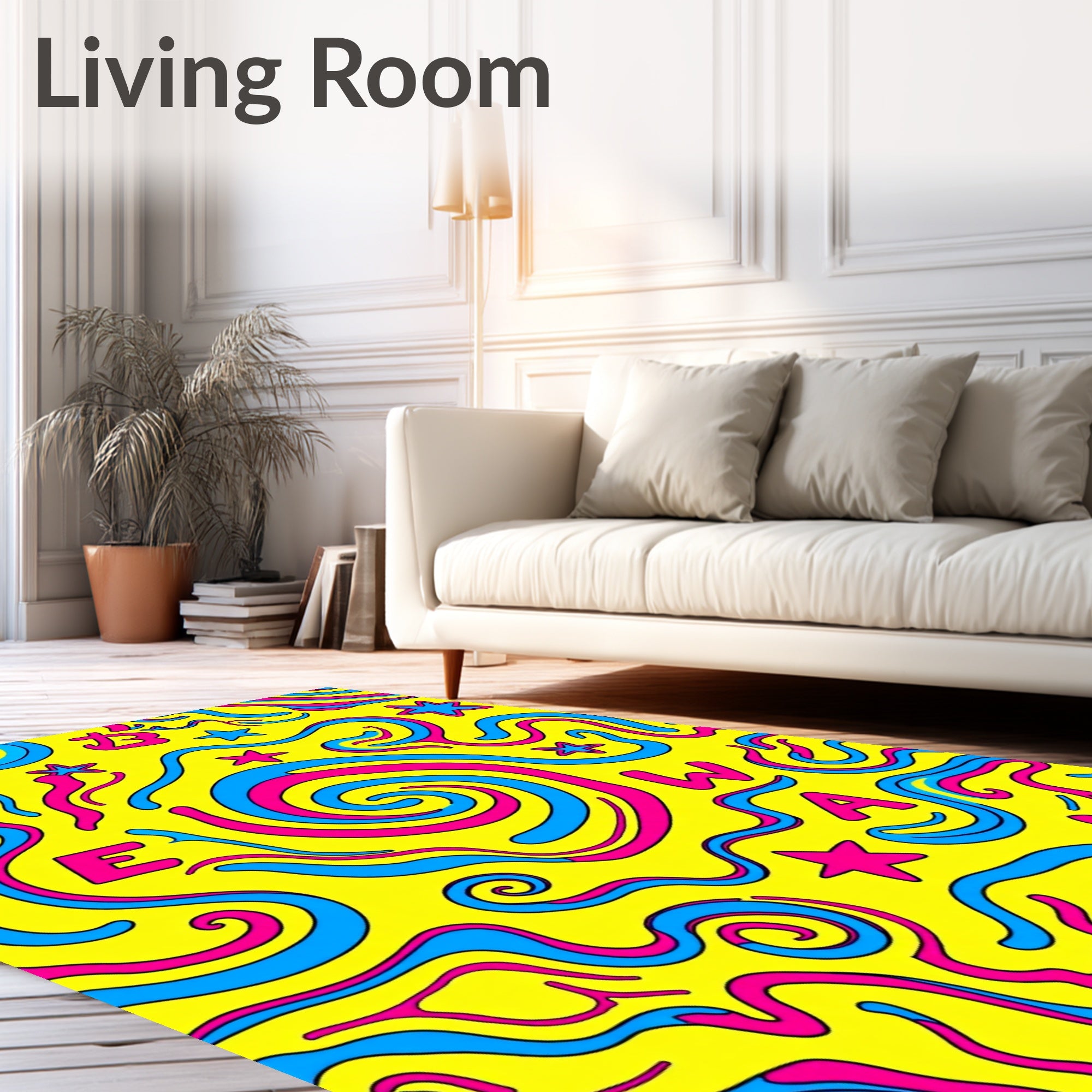 Vibrant Yellow Swirl Star Wonder Rug