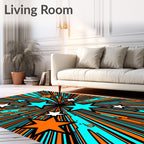 Explosion Starburst Orange Cyan Rug