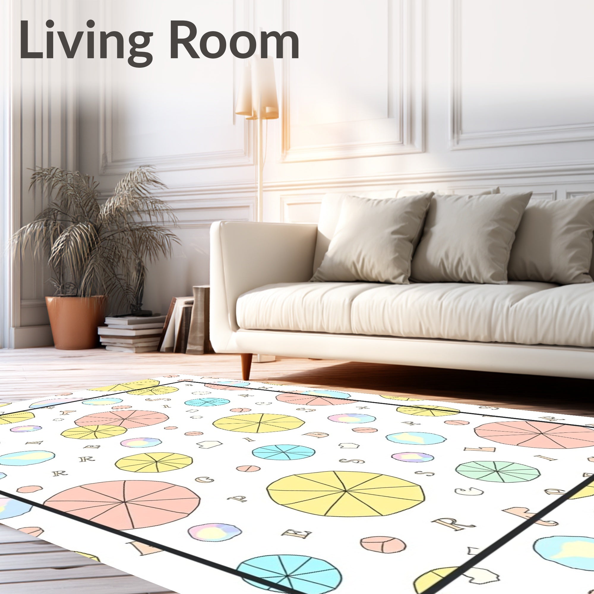Pastel Circle Alfabet Scattered Rug