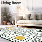 Geometric Leaf Gold Coin Rug