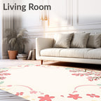 Pastel Pink Blossom Branches and Leaves Rug