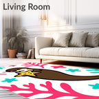 Whimsical Otter Starfish Coral Friends Rug