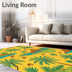Tropical Palm Trees Water Mountain Scape Rug