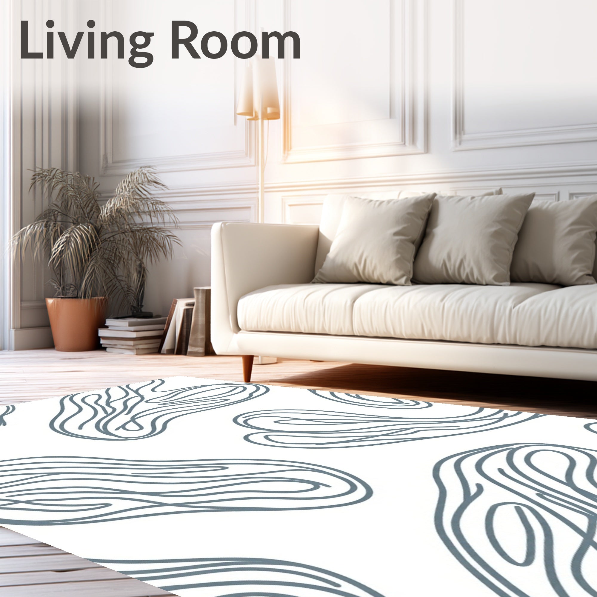 Organic Swirl Lines Gray Rug