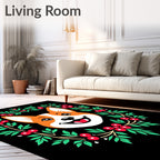 Happy Corgi Festive Berry Wreath Rug