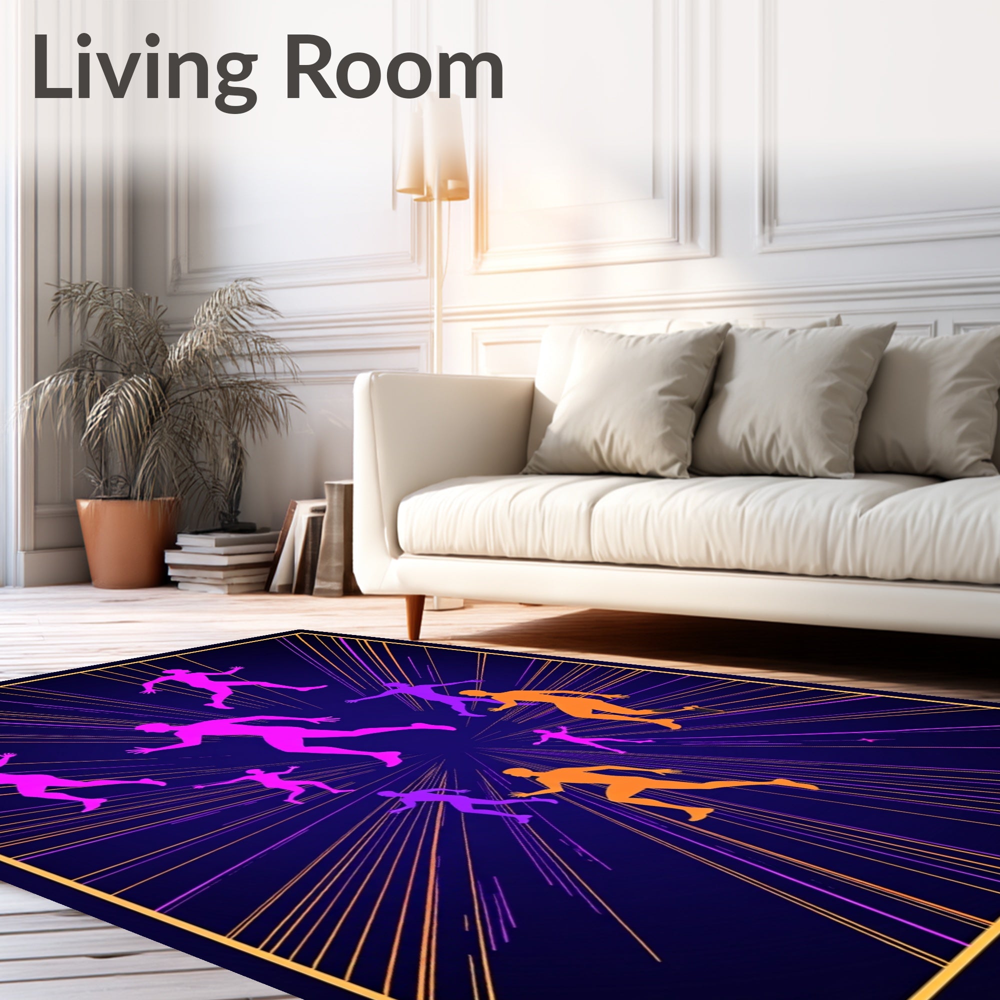 Vibrant Runners Magenta Orange Burst Rug