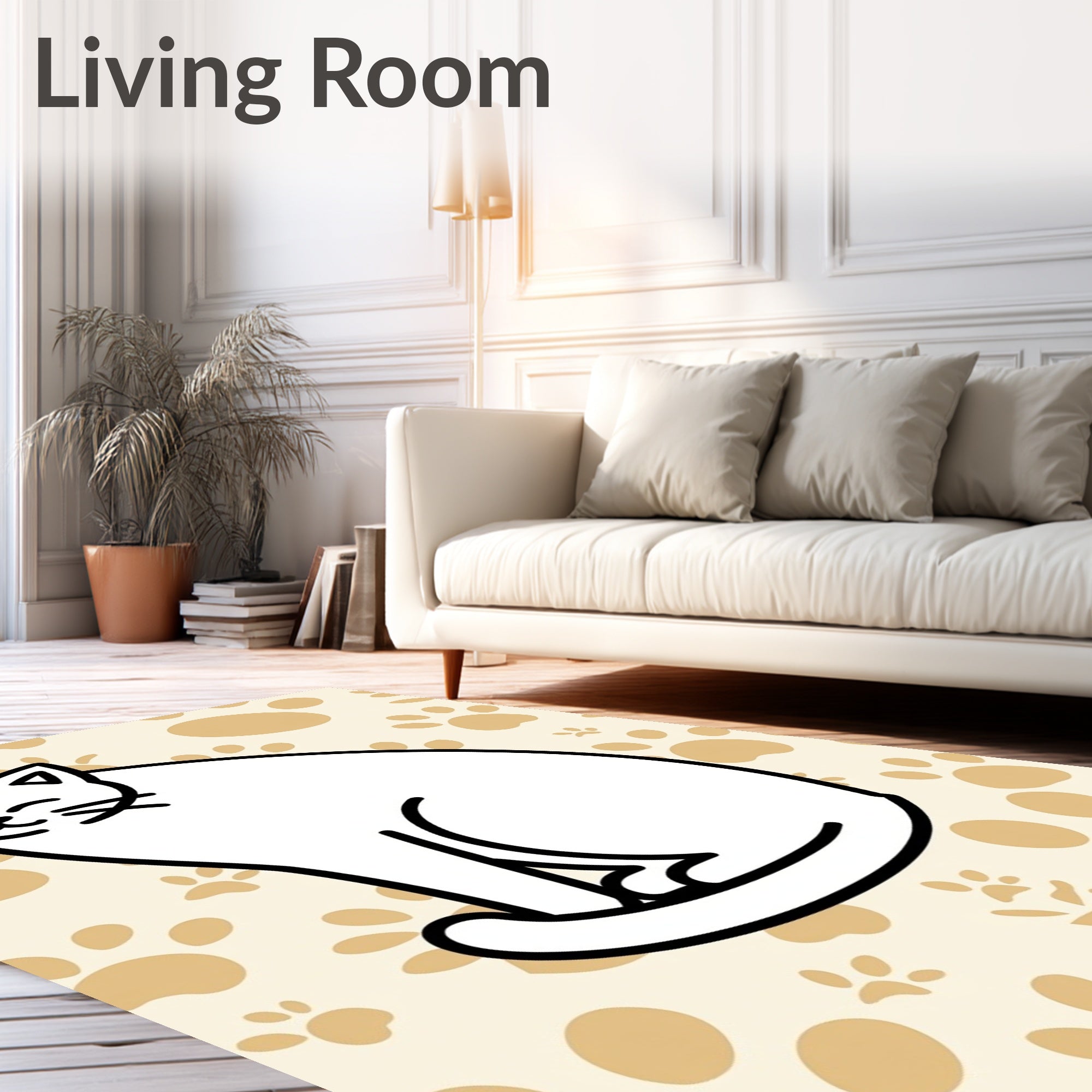 Simple Cat Paw Print Background Rug