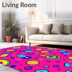Retro Pink Electric Plasma Burst Rug