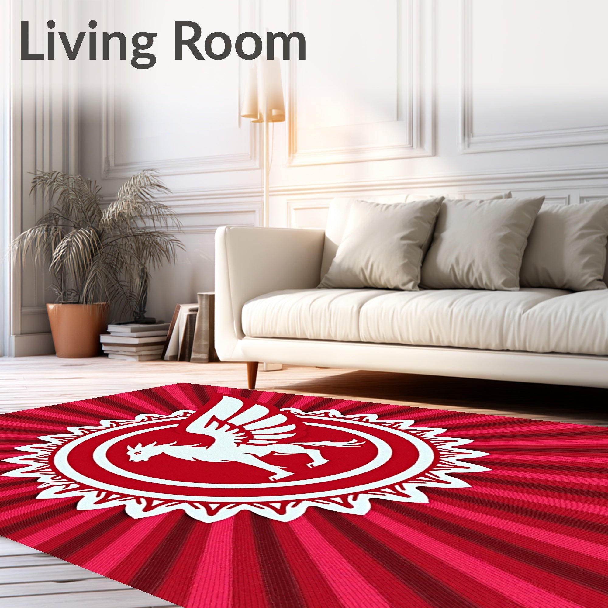 Crimson Griffin Sunburst Seal Rug