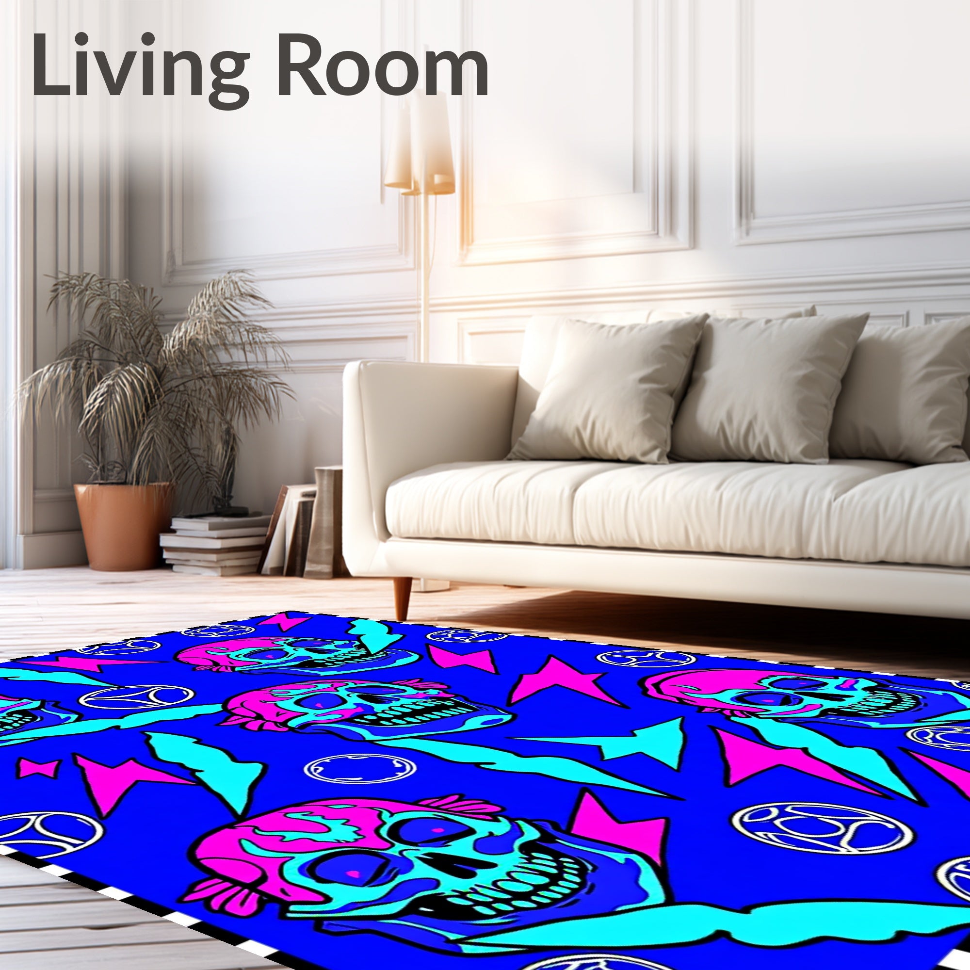 Bold Skull Lightning Bolt Trio Rug