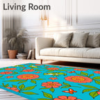 Whimsical Frogs and Flowers Garden Rug
