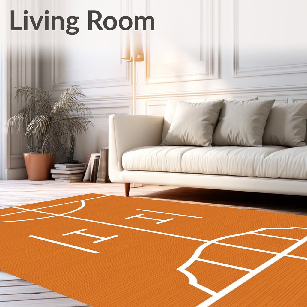 Orange Court Lines Abstract Rug