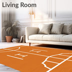 Orange Court Lines Abstract Rug