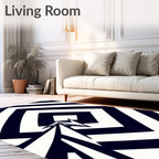 Monochromatic Abstract Optical Illusion Rug