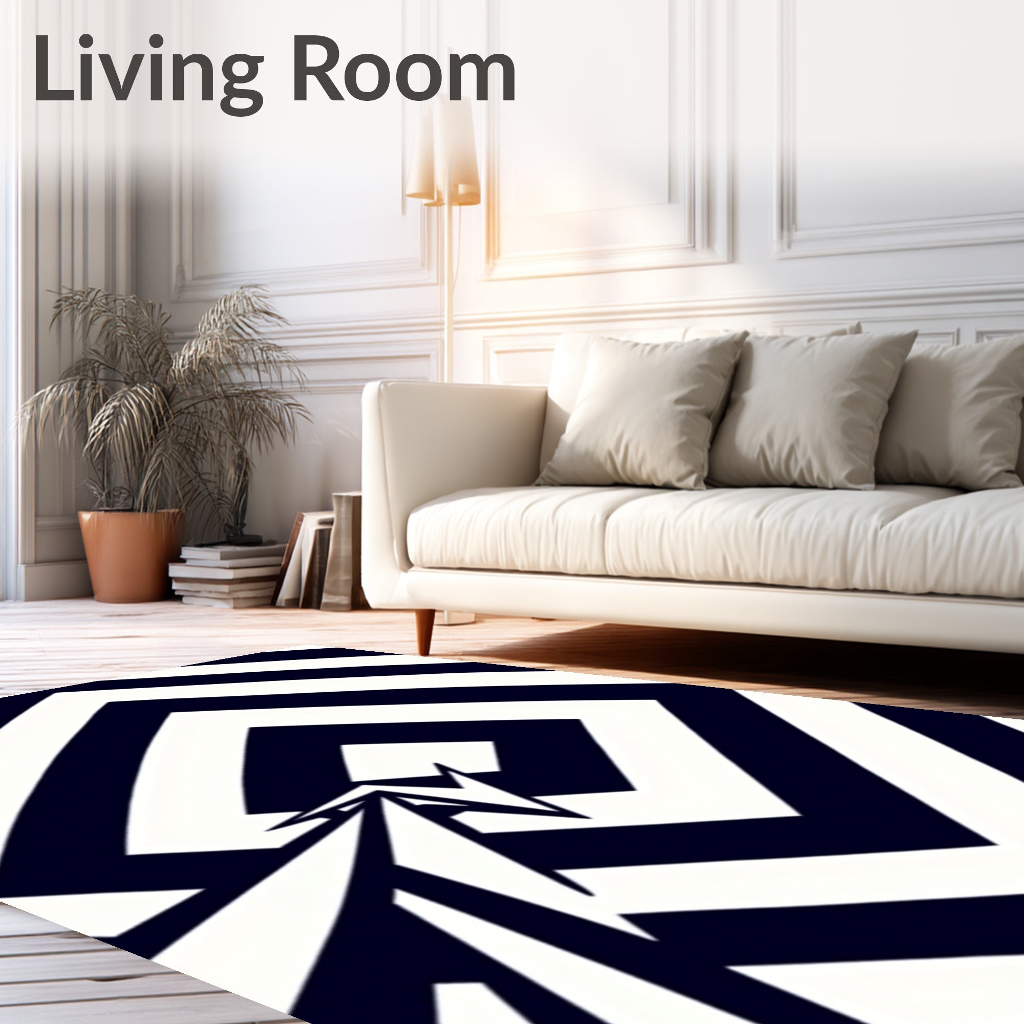 Monochromatic Abstract Optical Illusion Rug