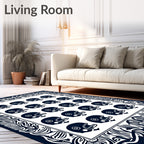 Navy Blue Football Helmet Grid Rug