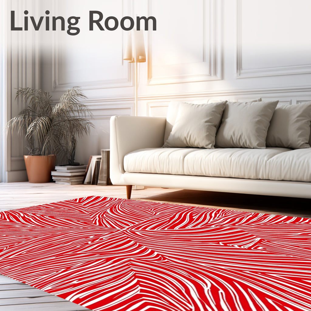 Crimson White Abstract Flow Rug