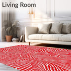 Crimson White Abstract Flow Rug