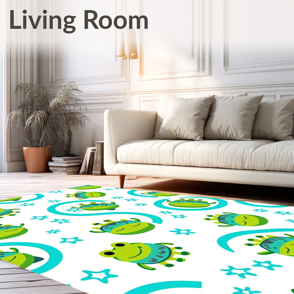 Charming Green Frog Star Medley Rug