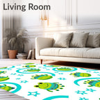 Charming Green Frog Star Medley Rug