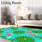 Turquoise Water Lily Petal Swirl Rug