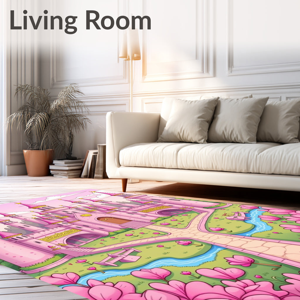 Dreamy Pink Castle Garden Pathway Rug