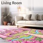 Dreamy Pink Castle Garden Pathway Rug