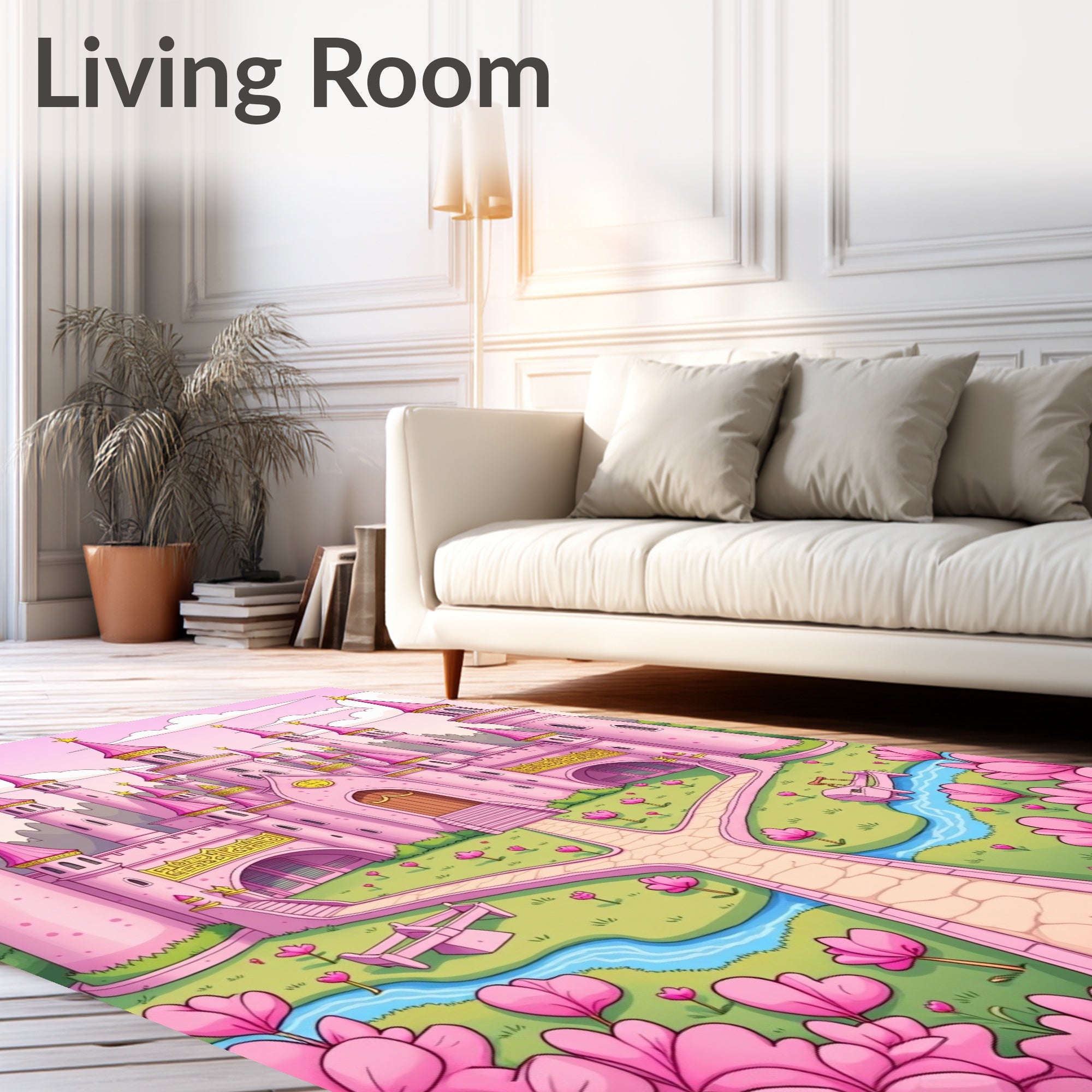 Dreamy Pink Castle Garden Pathway Rug