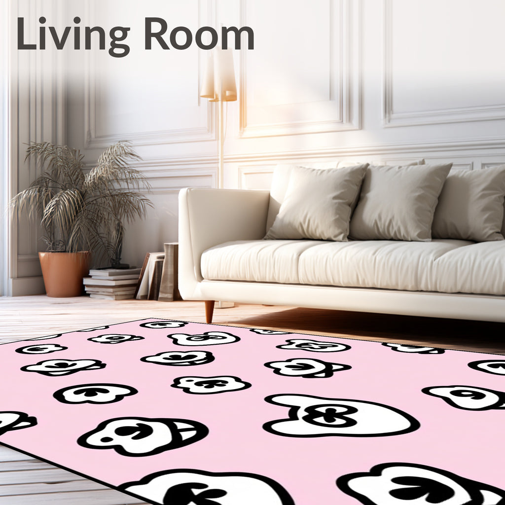Pink Floral Whimsical Cloud Shapes Rug