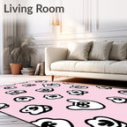 Pink Floral Whimsical Cloud Shapes Rug