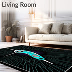 Futuristic Cyan Circuit Board Creature Rug