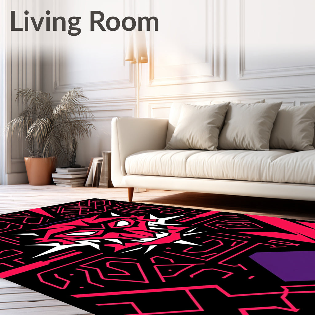 Fierce Pink Cybernetic Monster Graphic Rug