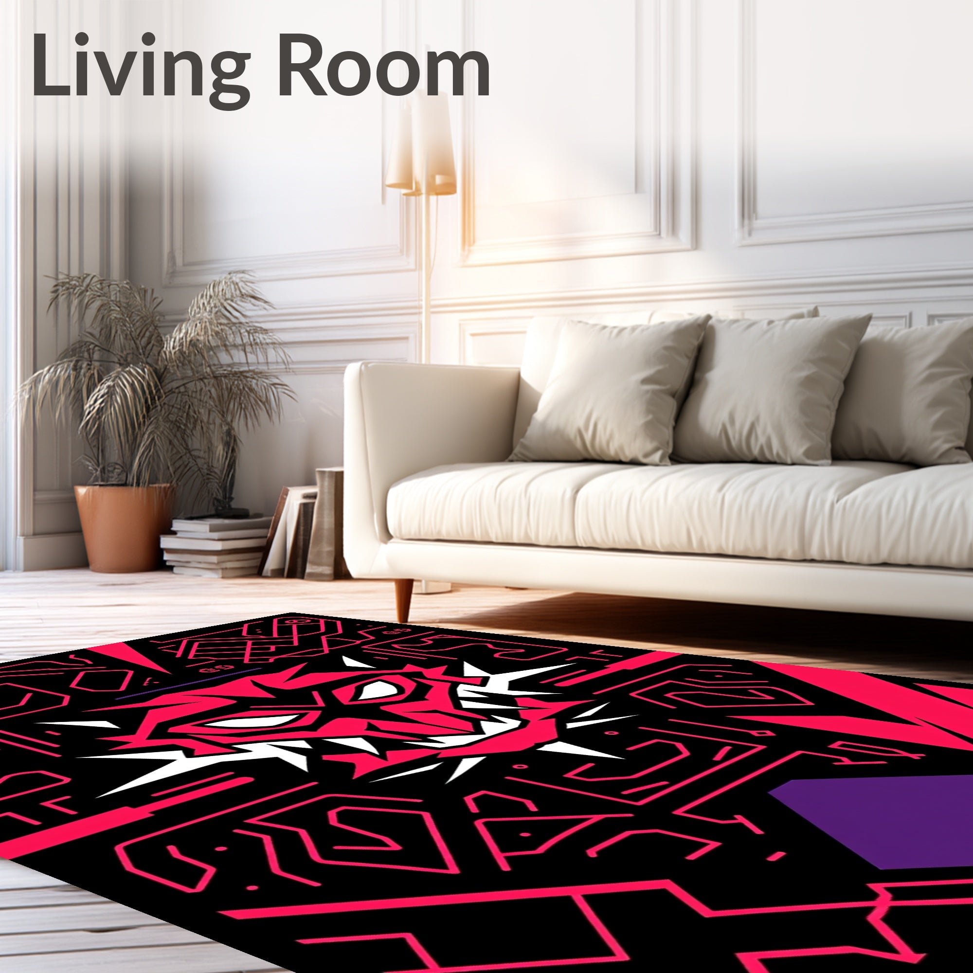 Fierce Pink Cybernetic Monster Graphic Rug