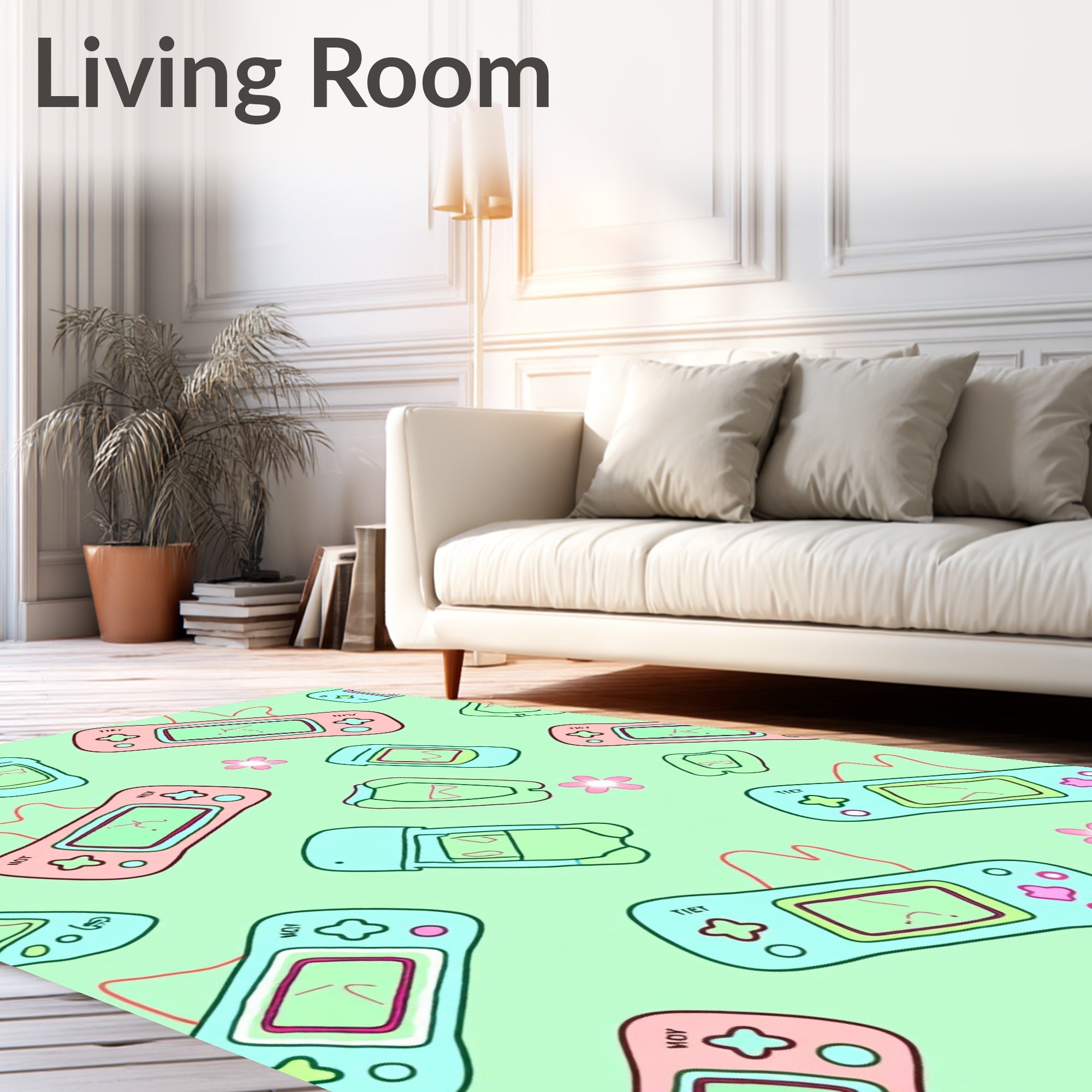 Pastel Retro Game Boy Flower Rug