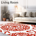 Crimson Medallion Floral Repeating Pattern Rug