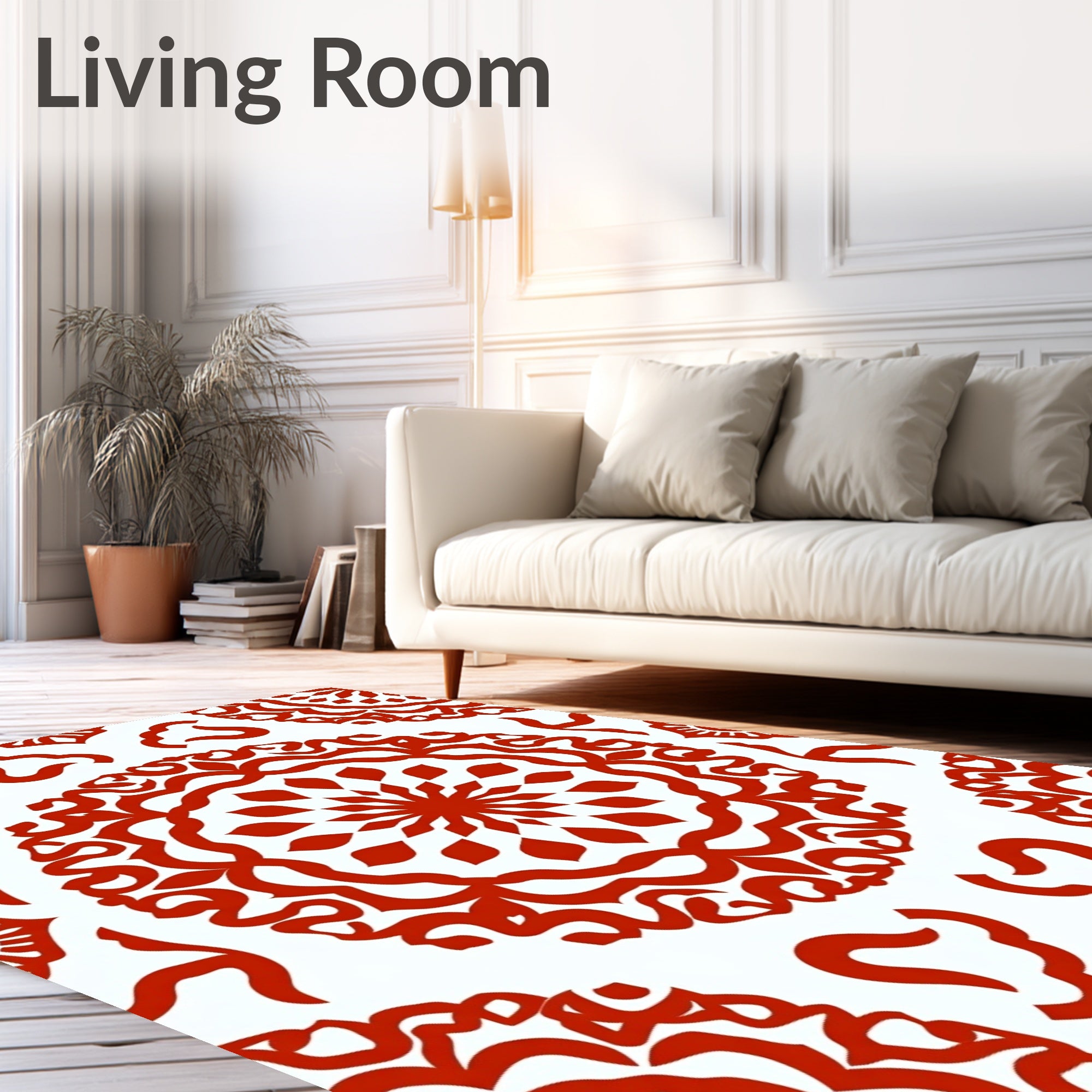 Crimson Medallion Floral Repeating Pattern Rug