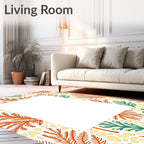 Coral Teal Fern Meadow Rug