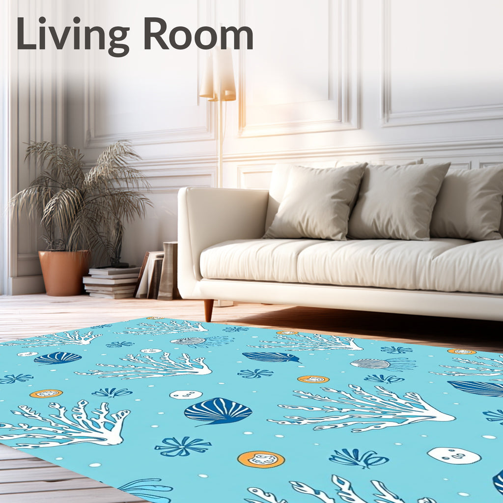 Ocean Coral Jellyfish Seashell Collection Rug