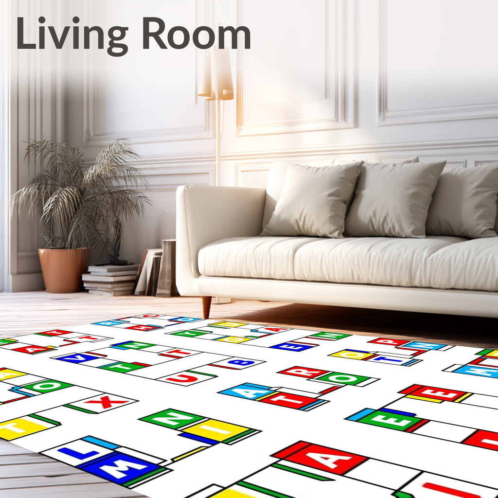 Bold Primary Color Block Letter Rug