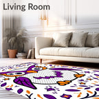 Whimsical Purple Owl Folk Art Rug