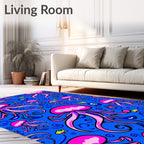 Vibrant Pink Jellyfish Ocean Swirls Rug