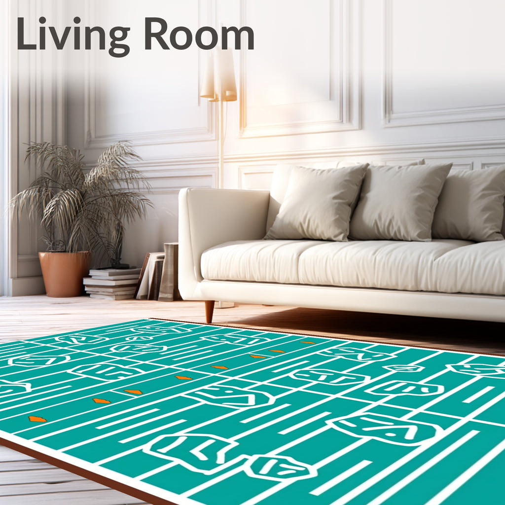 Teal White Rock Lines Rug