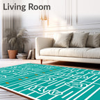 Teal White Rock Lines Rug