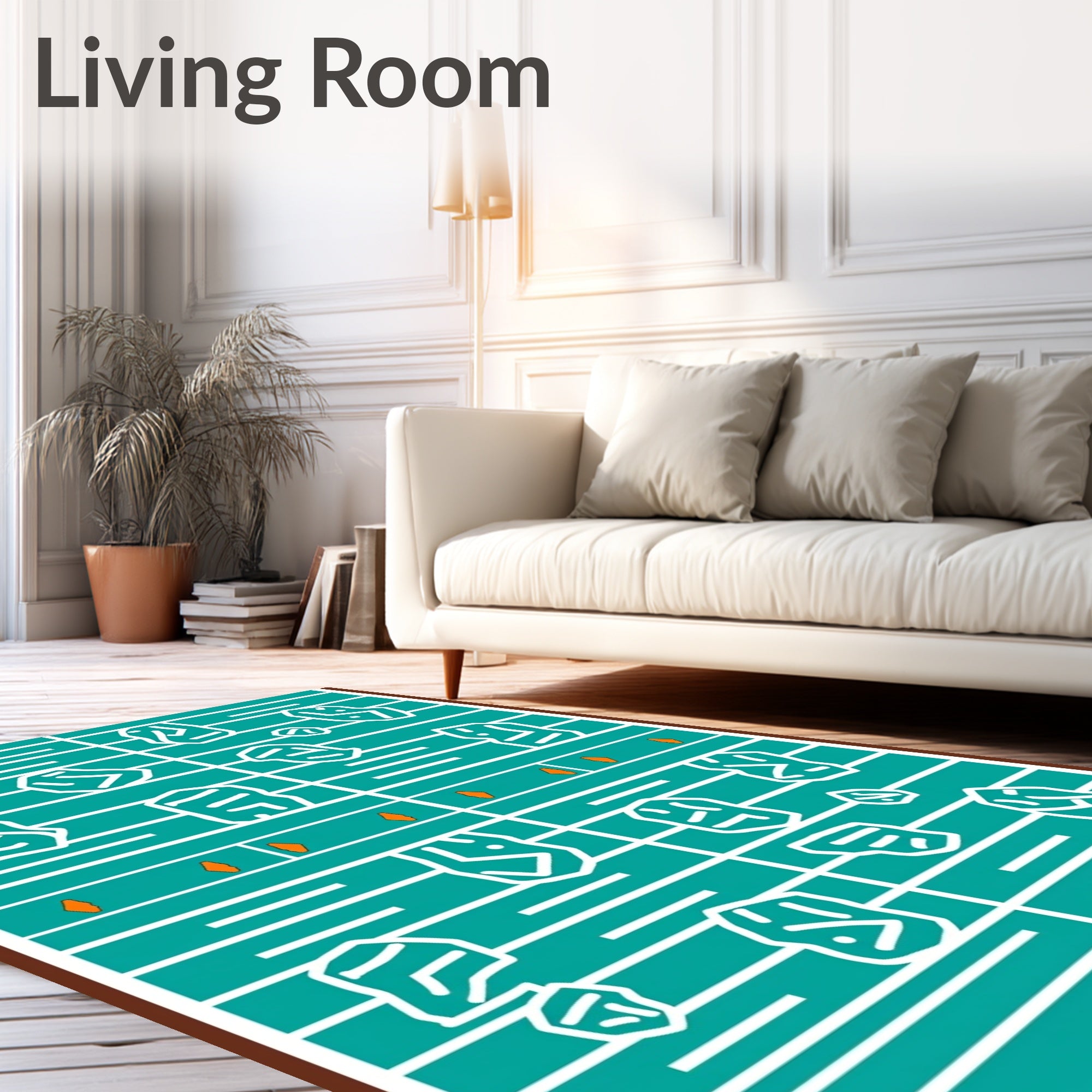 Teal White Rock Lines Rug