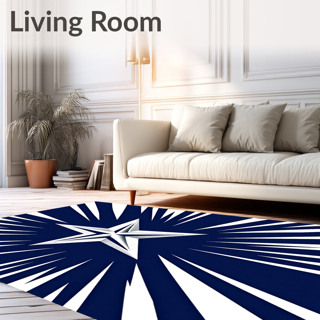 Bold White Starburst Blue Rug