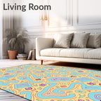Whimsical Wavy Abstract Pastel Characters Rug