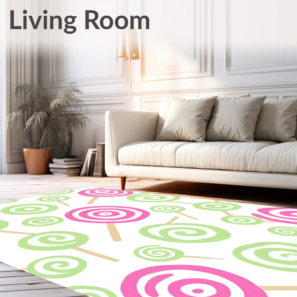 Sweet Pink Green Swirl Lollipops Rug